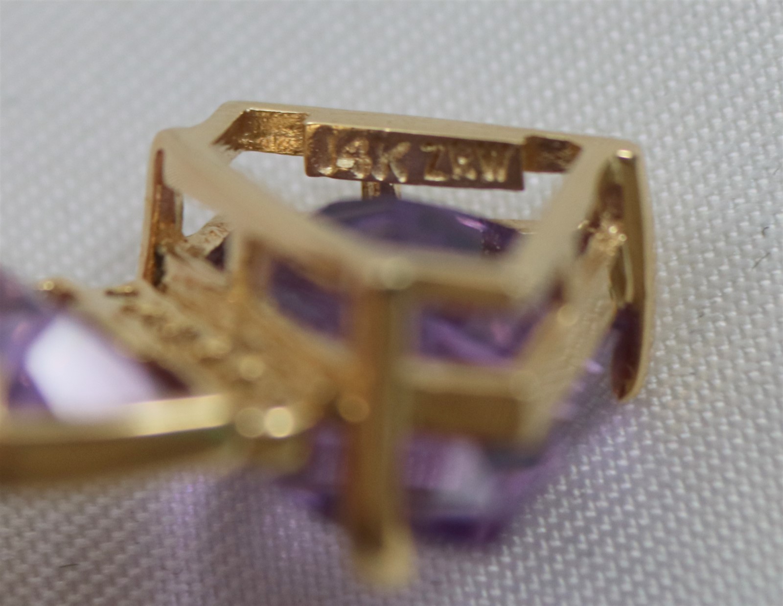 14K Yellow Gold ZRW Amethyst & Diamond Pendant