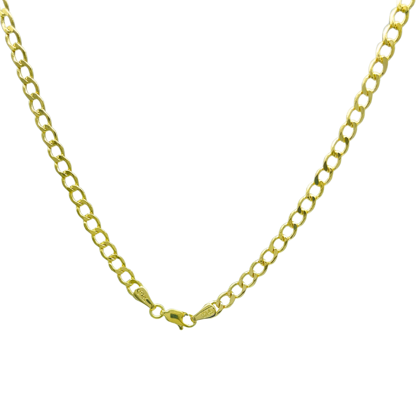2.3mm-6.5mm Cuban Chain Men Open Link Chain Necklace 14K Genuine Yellow Gold