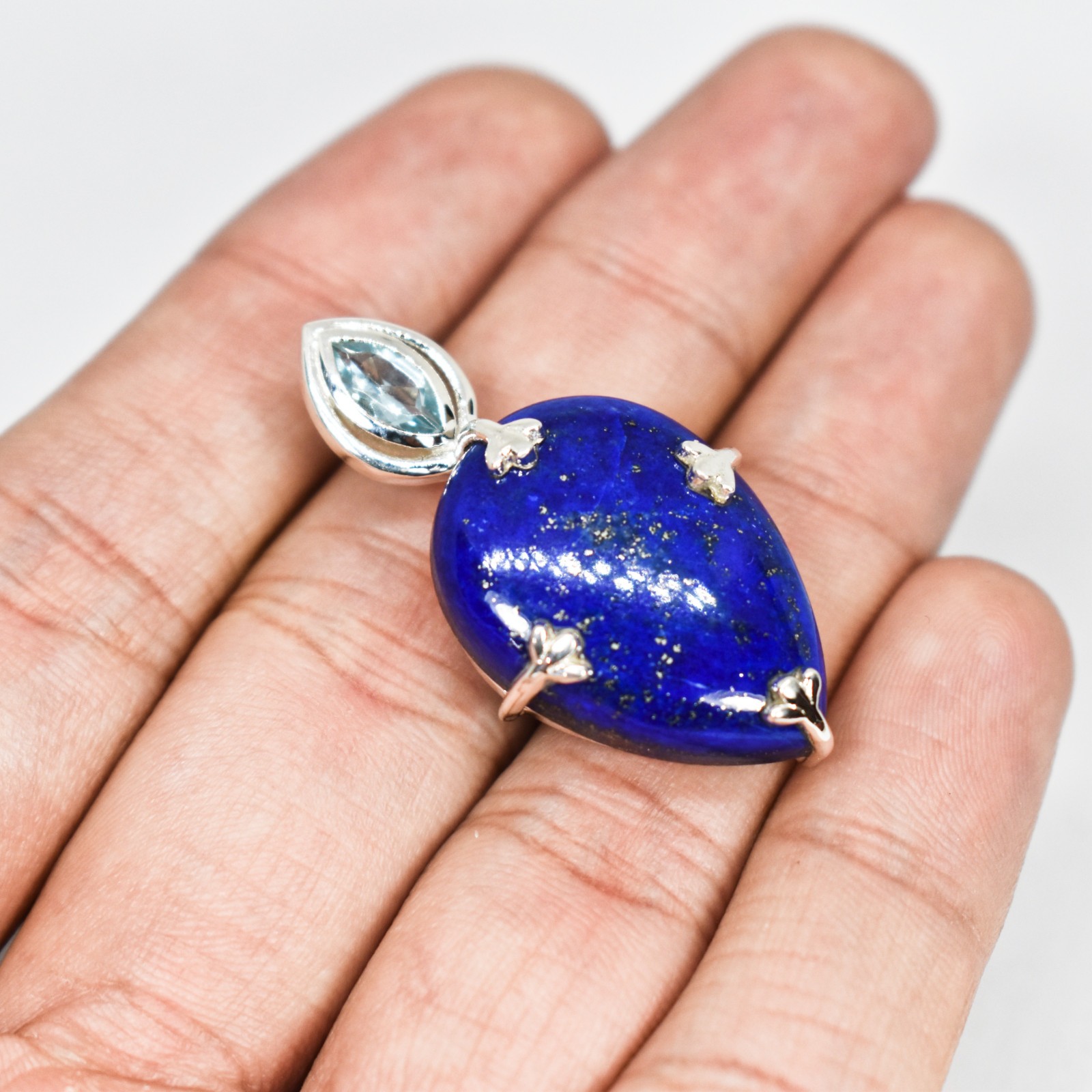 Blue Lapis Lazuli Pendant 925 Sterling Silver Pendant Women Gift Jewelry