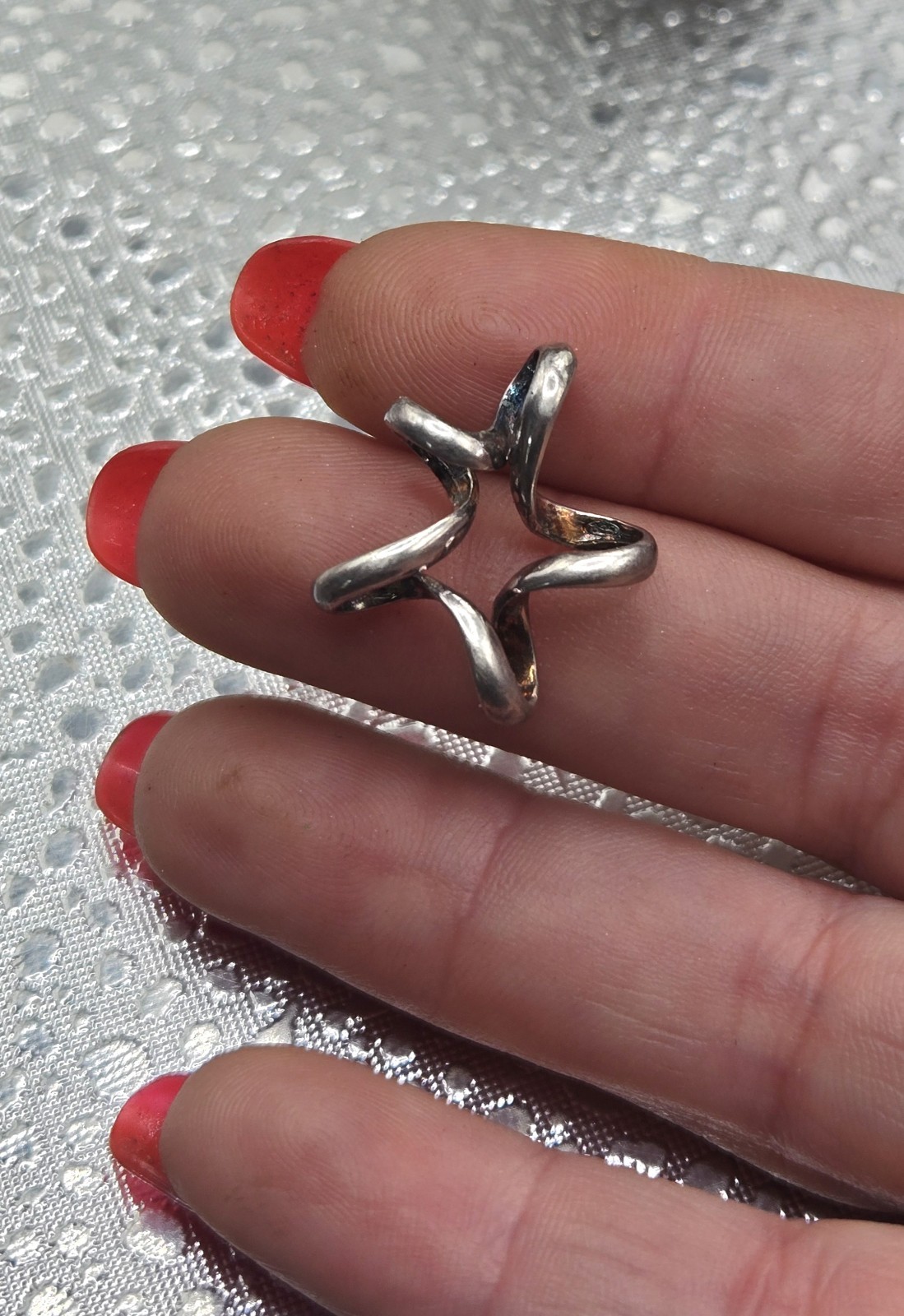 Vintage Freeform Floating Abstract Swirl Star Pendant Sterling Silver 925 Charm