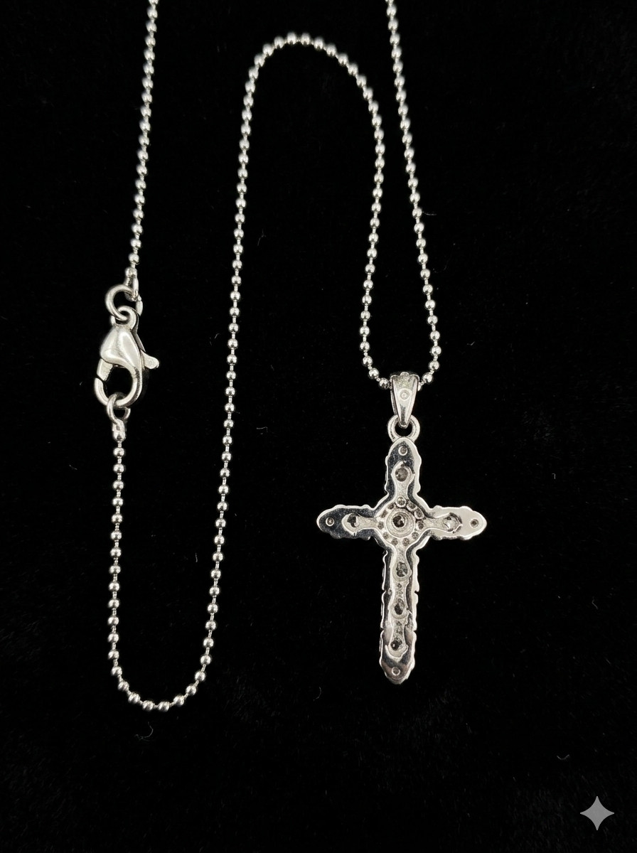 Natural Tiny Green Jadeite Cross pendant necklace in 925 Sterling Silver setting