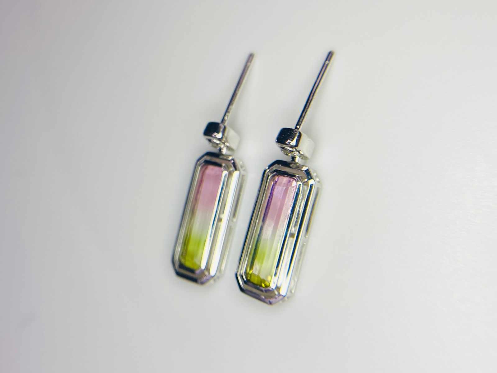 14K White Gold IGI Certified Tourmaline & Diamond Earrings Natural Gemstone