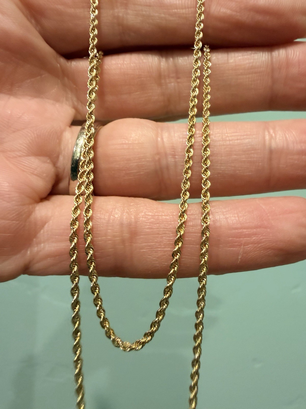 New Beautiful 18k Gold 18”, 1.6mm Diamond Cut Rope Chain, Not Plated, Not Filled