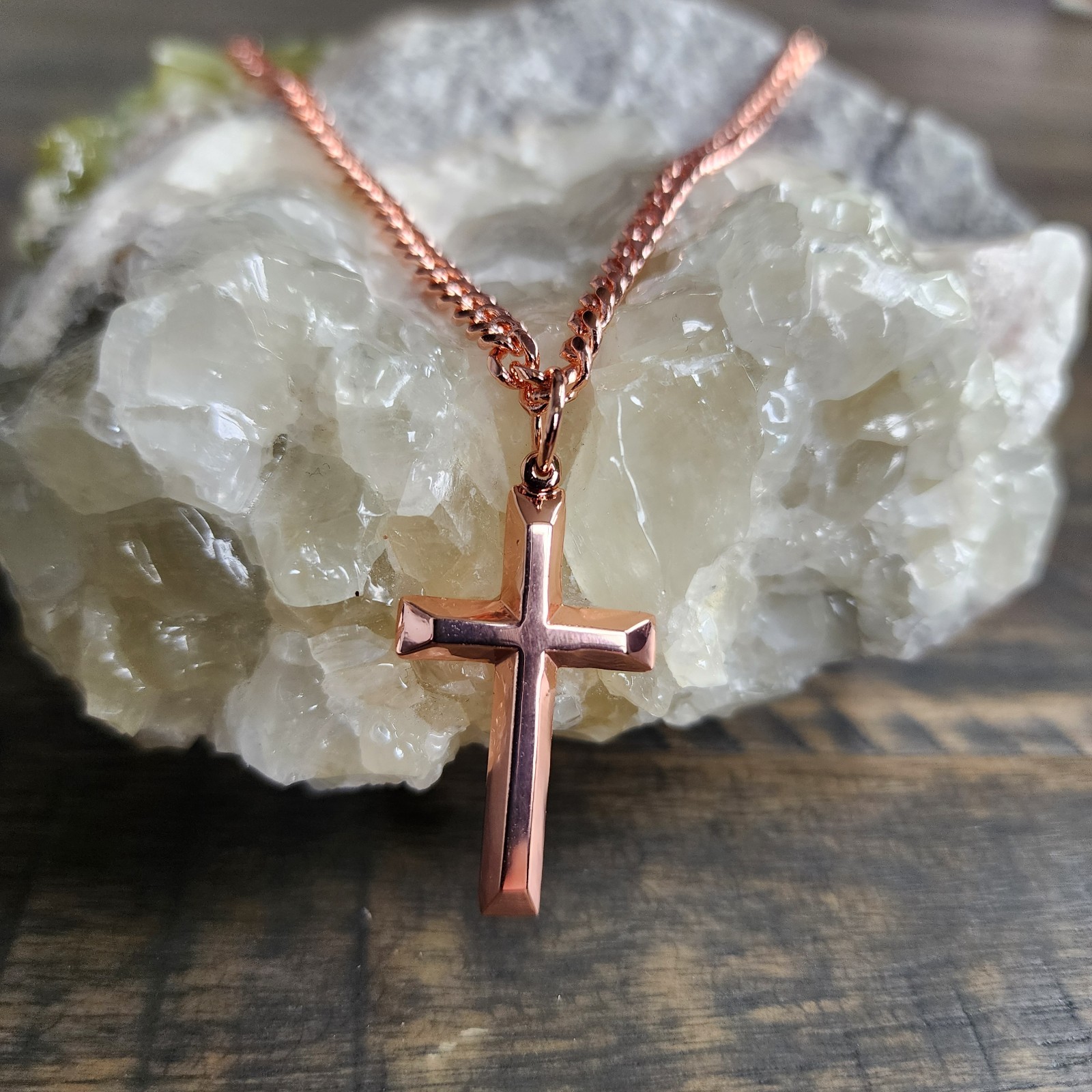 Solid Copper Cross Necklace –with 3.5 mm Chain – 20″, 22″, 24″ Sizes