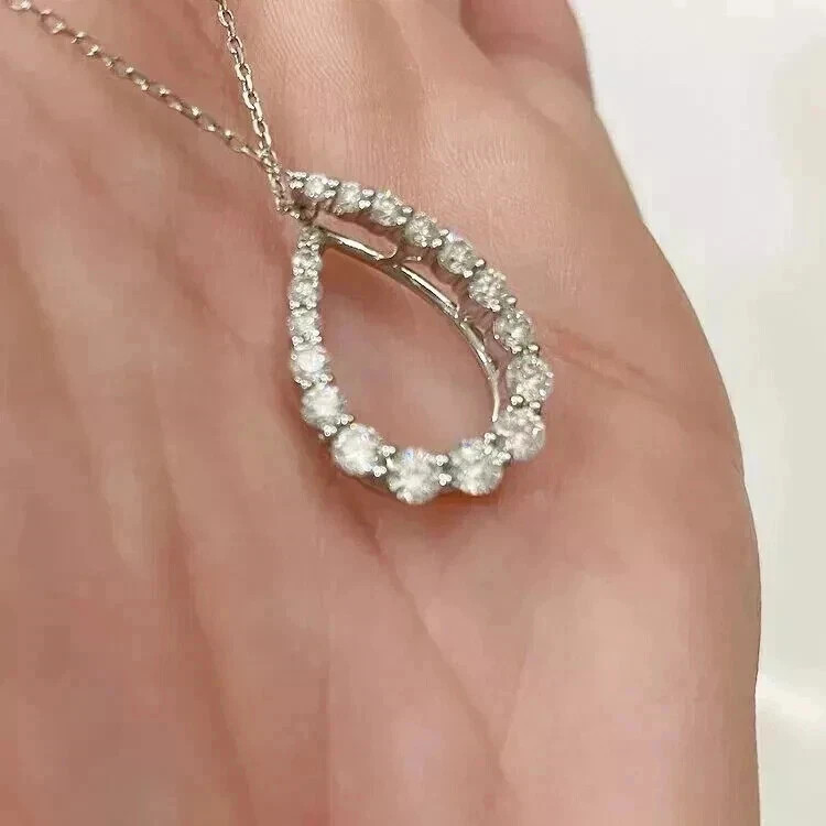 1.00 Ct Round Cut Moissanite Women’s Pendant 14k White Gold Plated