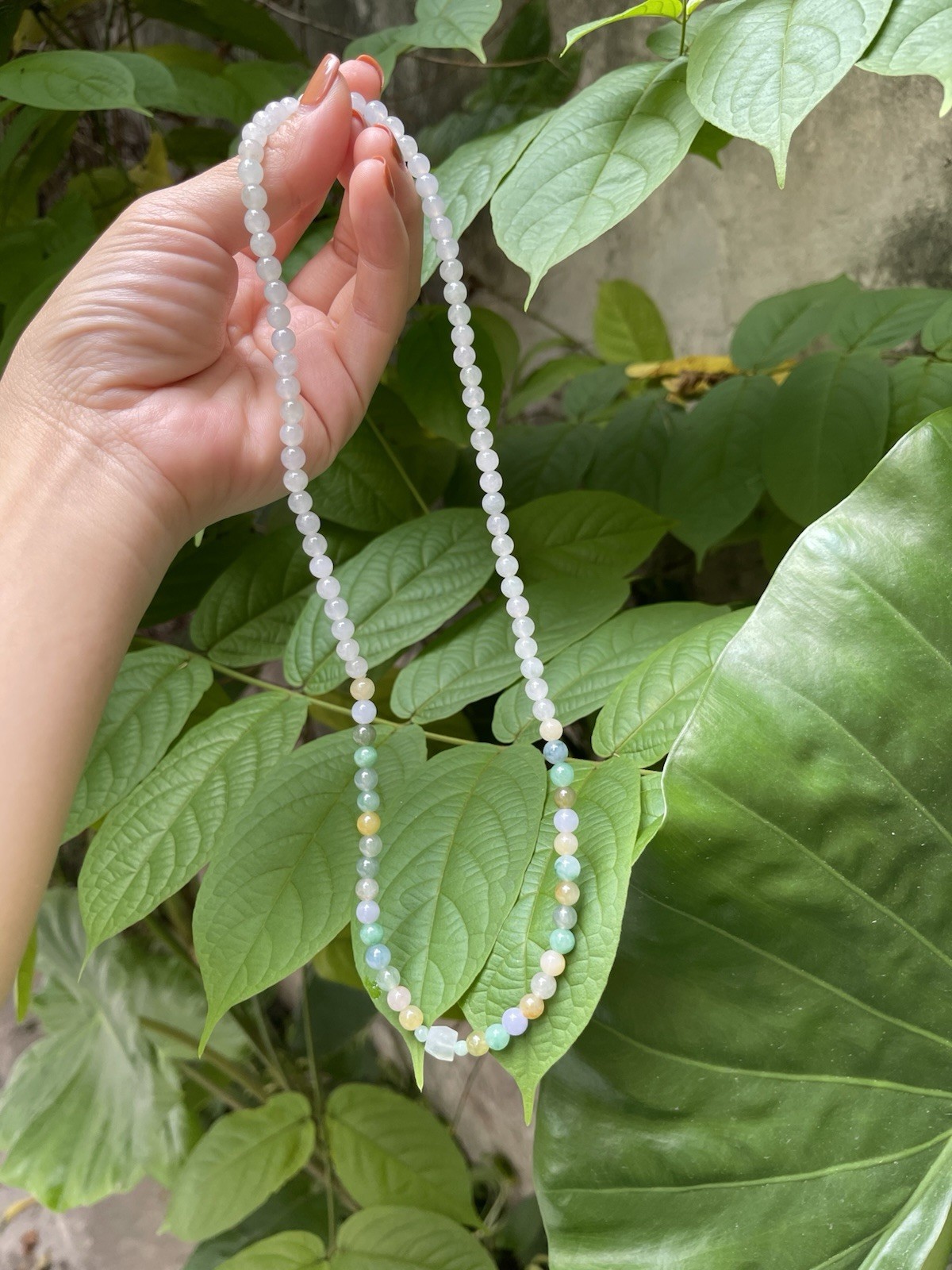 Natural Type A Burmese Myanmar Jadeite 5.7-6mm 50cm icy Necklace