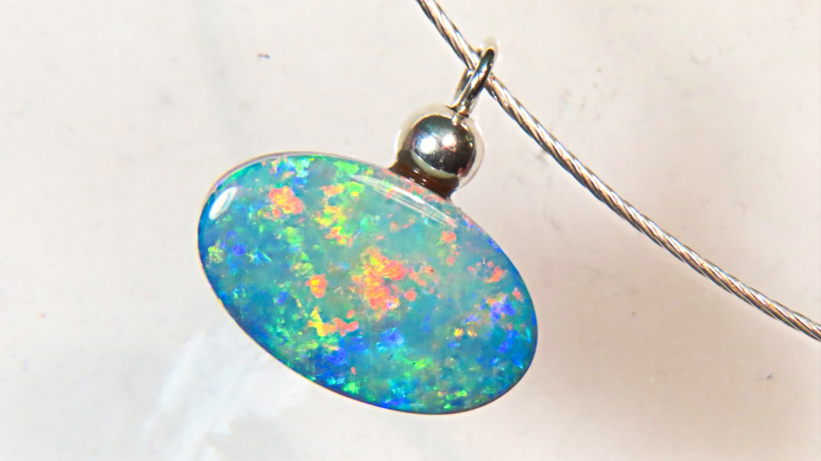 QLD BOULDER OPAL DOUBLET NECKLACE CHOKER 925 STERLING SILVER PENDANT HT OCA19137