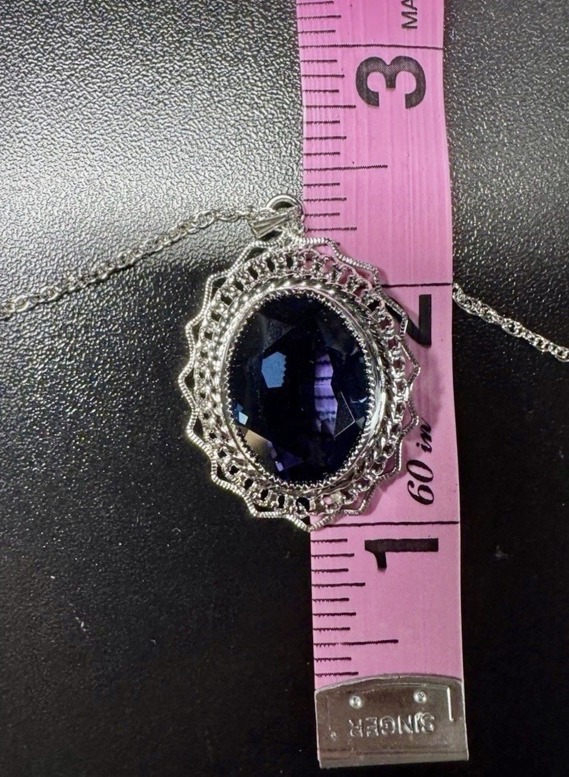 Danecraft Sterling Silver 925 & Blue Topaz Rope Necklace Pendent 24 Inch 9.5 g