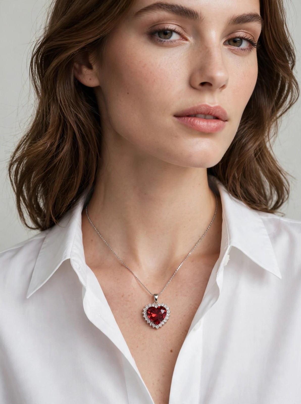 925 Sterling Silver Garnet Heart Necklace