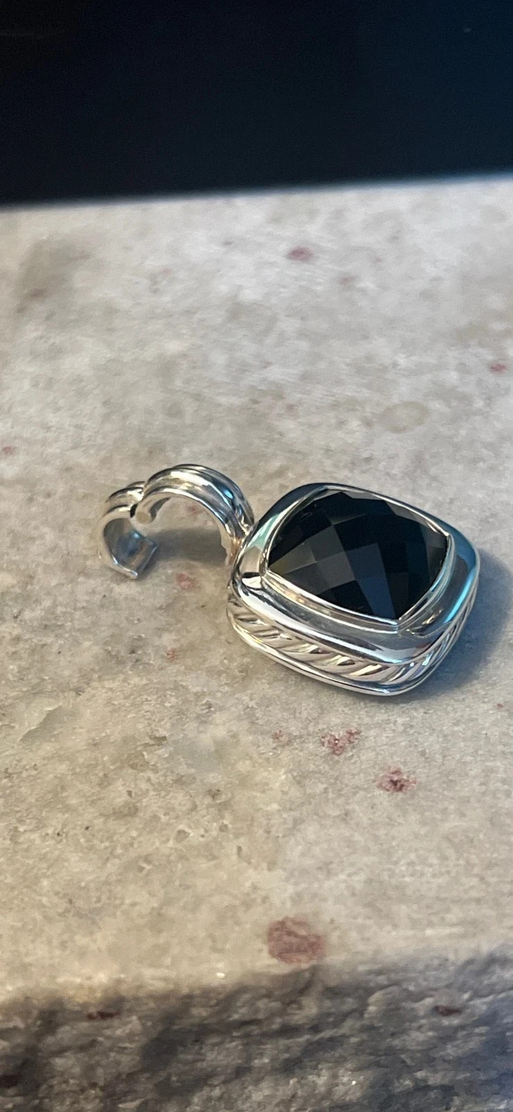 David Yurman Sterling 20 mm with 15mm Black Onyx Albion Pendant