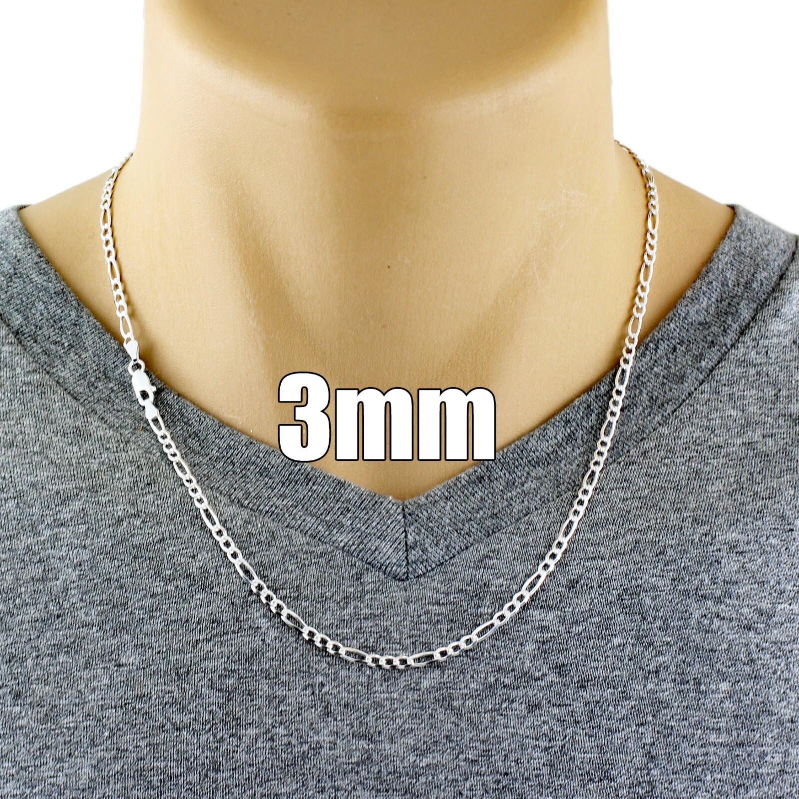 925 Sterling Silver Solid Heavy Figaro Chain Necklace-All Widths & Lengths-Italy