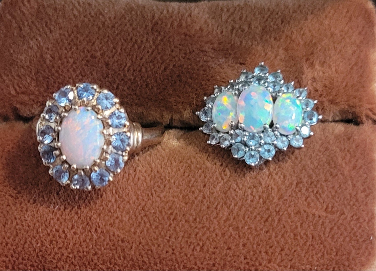 Opal And Blue Topaz Ring & Pendant
