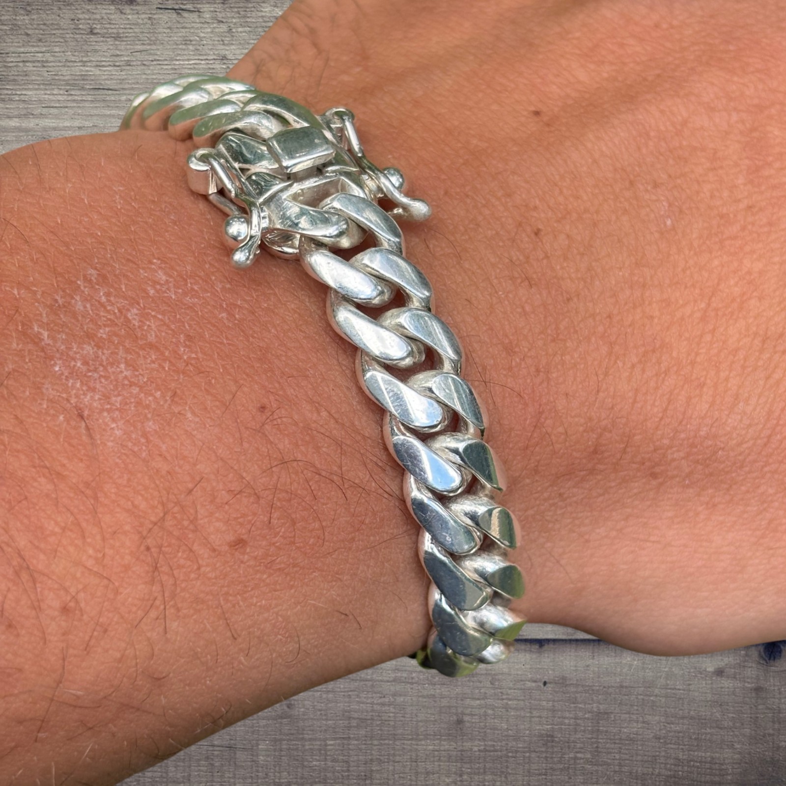 10mm Miami Cuban Link Bracelet – Real Solid 999 Fine Silver HANDMADE IN ITALY