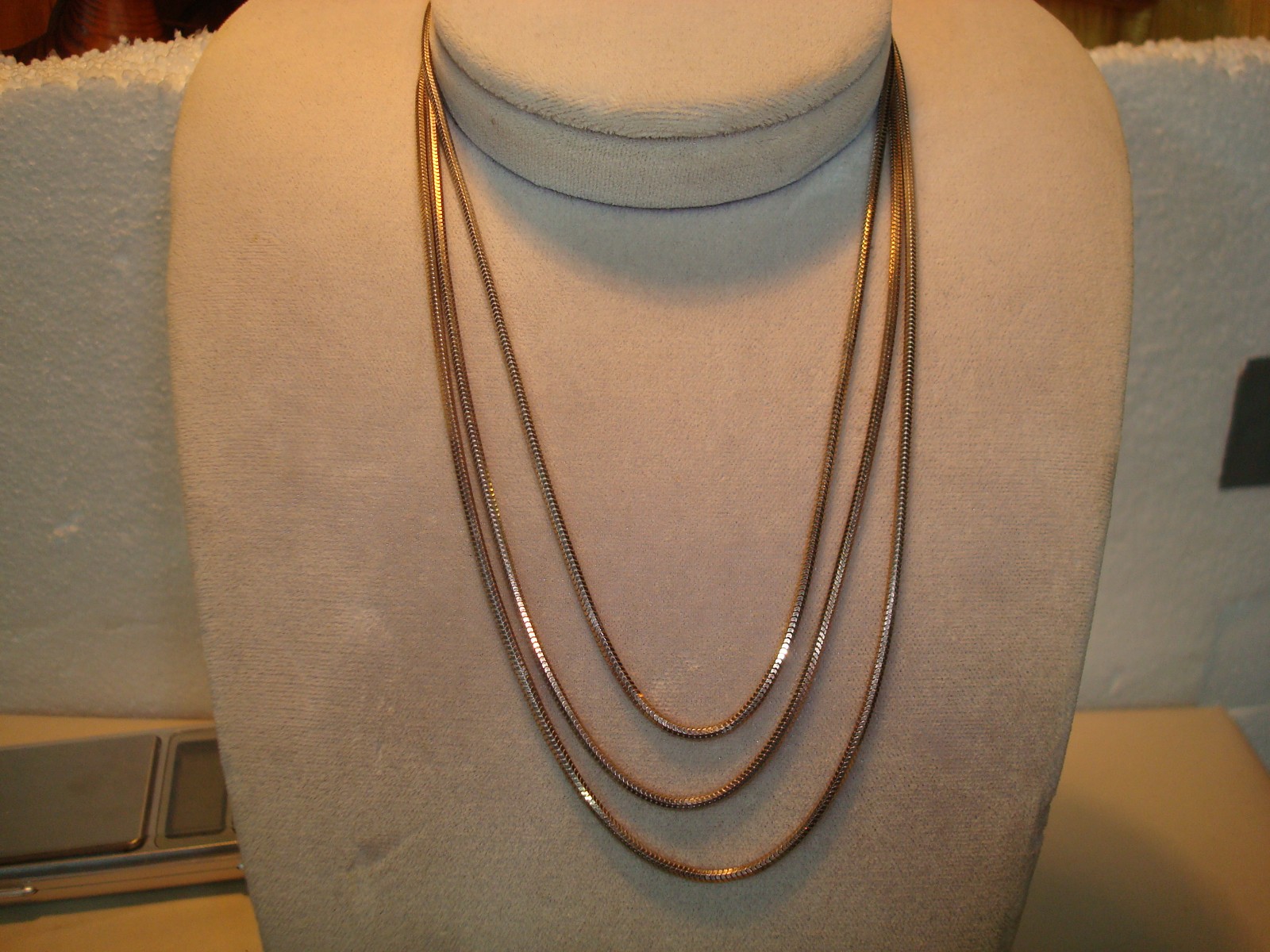 Vintage USA .999 Ultra Fine Silver 3 Strand Necklace