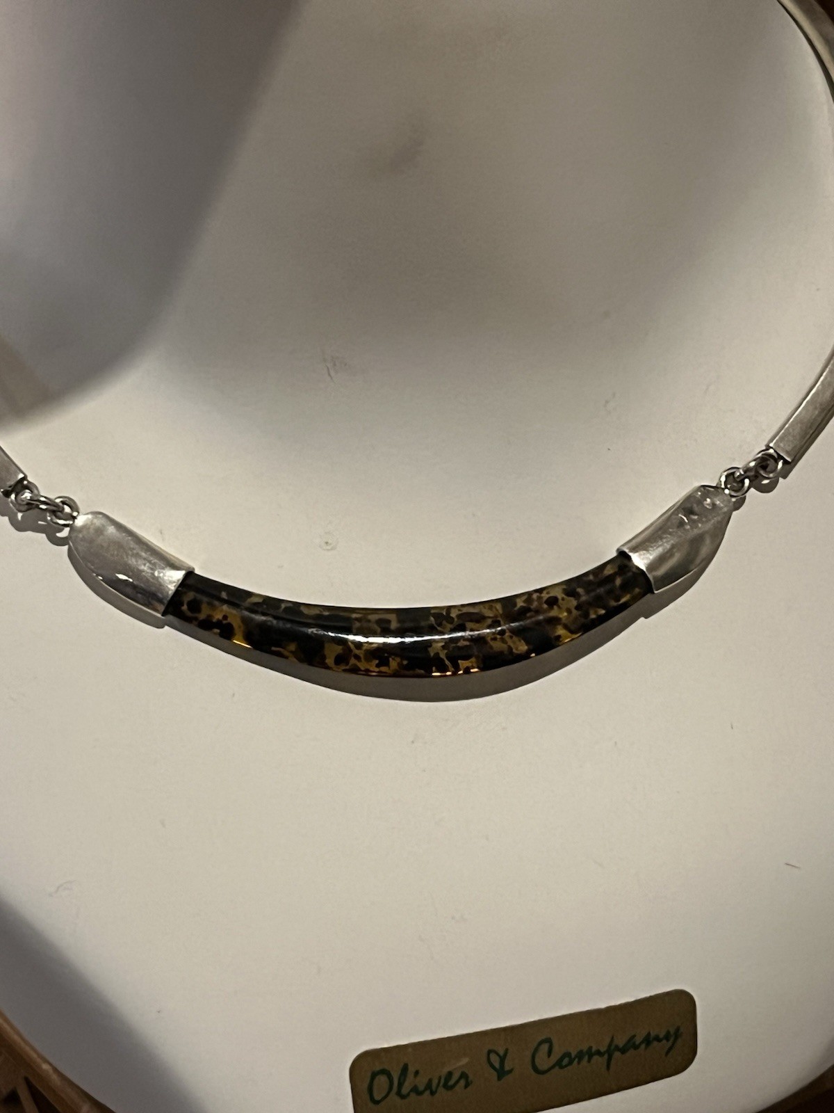 Sterling silver Mexican collar toggle necklace Mexico 15”