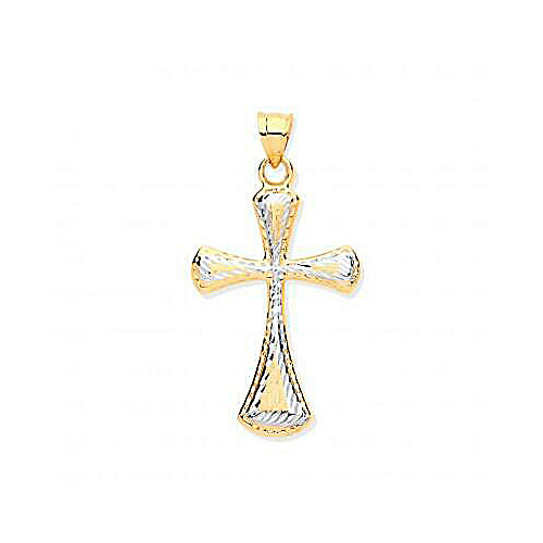 9ct Yellow & White Gold Fancy Light Weight Cross