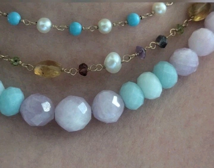 Jay King Pink Kunzite and Blue Amazonite Beaded Gemstone Necklace Women’s Summer