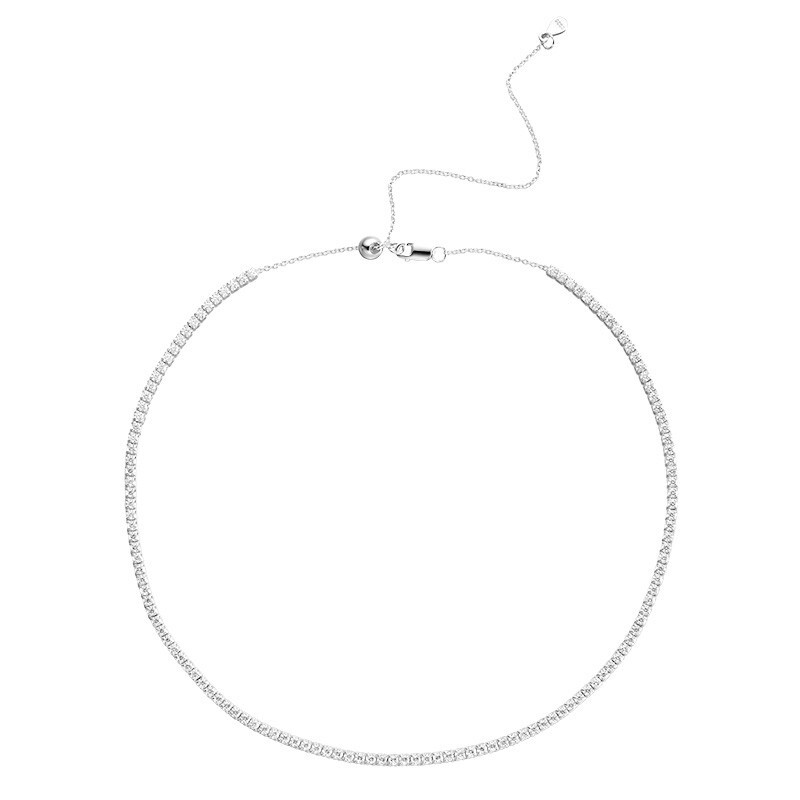 2mm Moissanite Tennis Chain Necklace Women’s Choker 925 Sterling Silver Chain