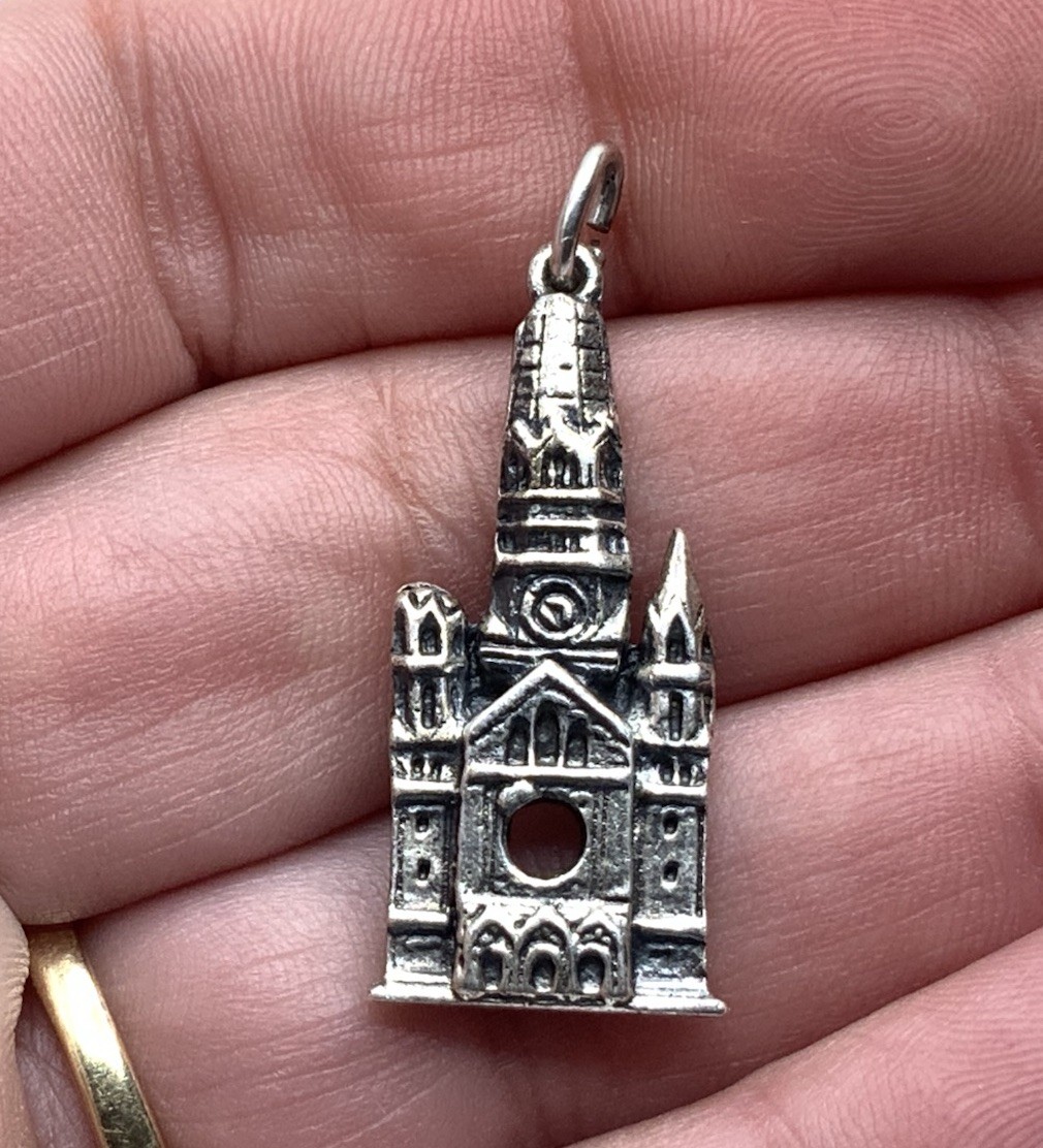 Vintage Silver 835 Rhodium Plated Kaiser Wilhelm Church Berlin Pendant Charm