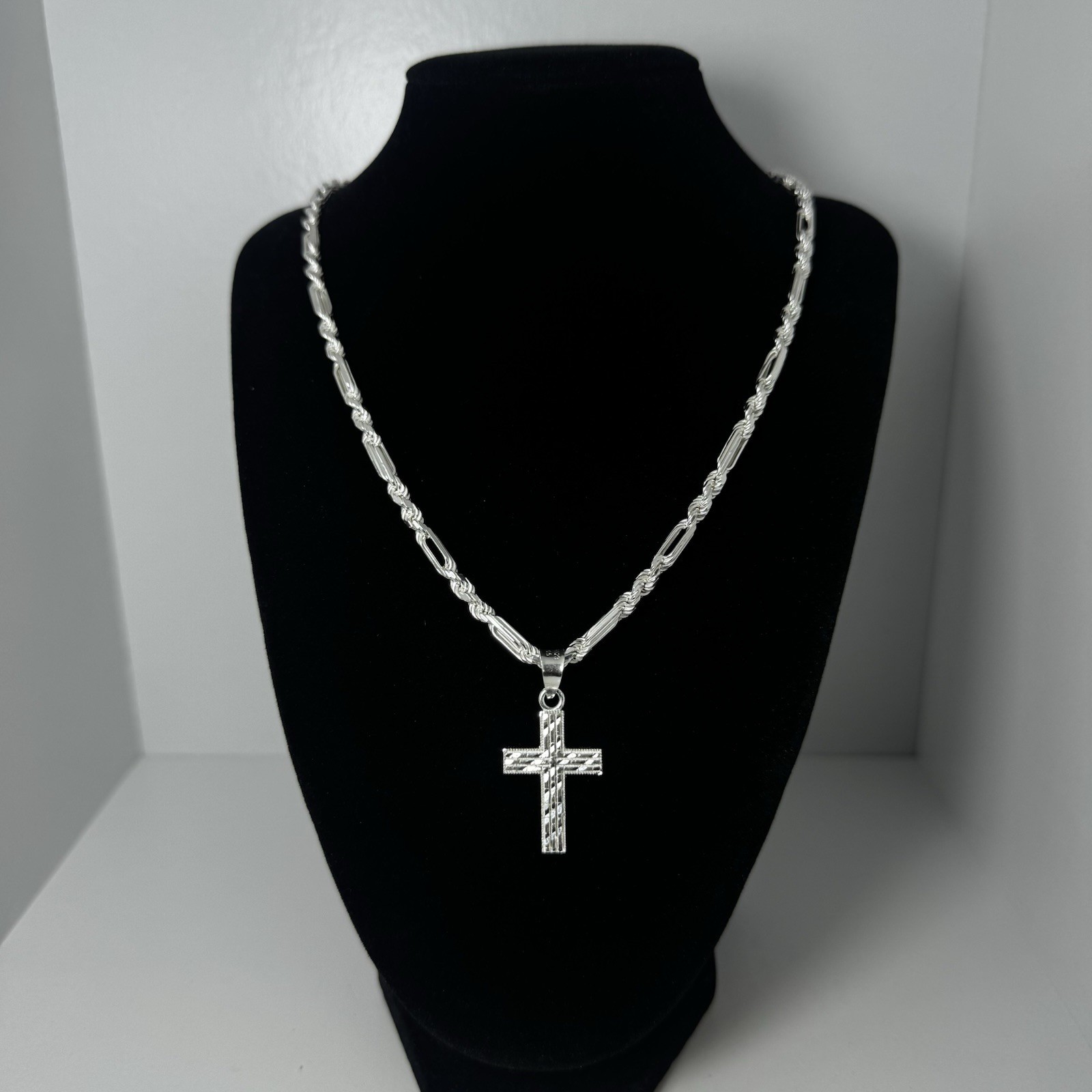 925 silver Milanese-style chain with a cross pendant