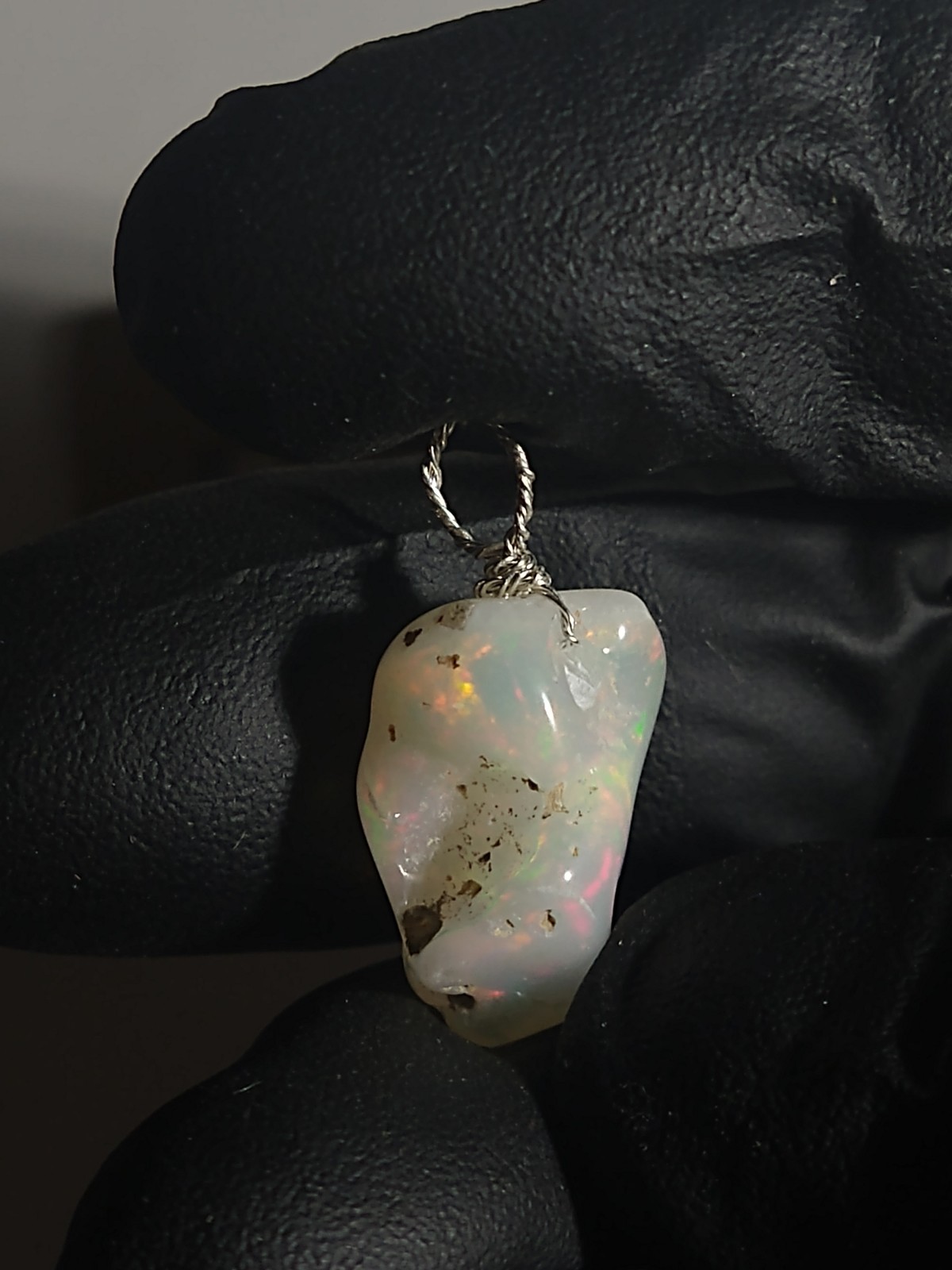 Bigger Opal Pendant Tumble Freeform Sterling Silver