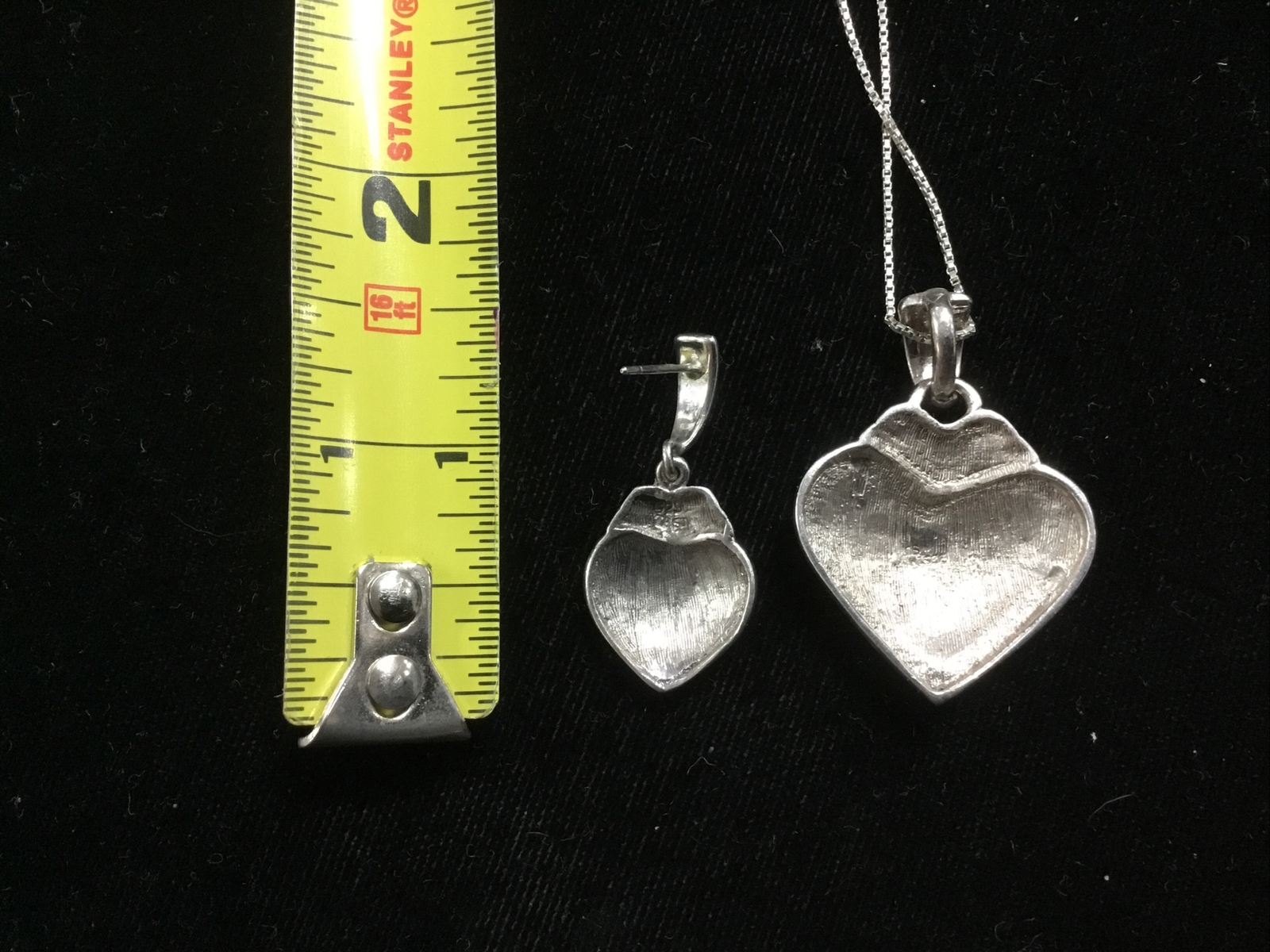 Vintage Marked 925 Silver and Marcasite Pendant and Earrings Set Stamped TH SU