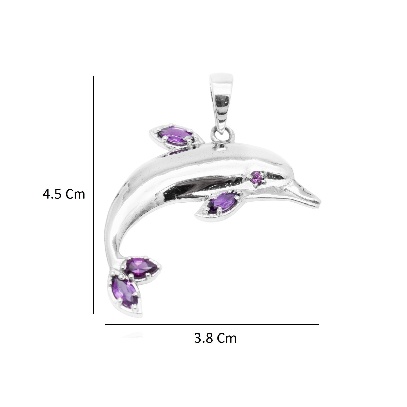 Natural Amethyst Dolpin Pendant 925 Silver Pendant Promise Gift For Her