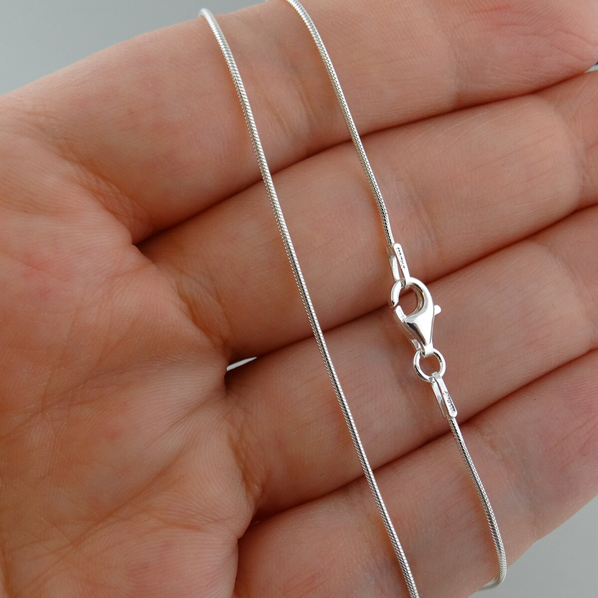 Sterling Silver 1mm SNAKE Chain Necklace Lobster Clasp 925 Italian Polished