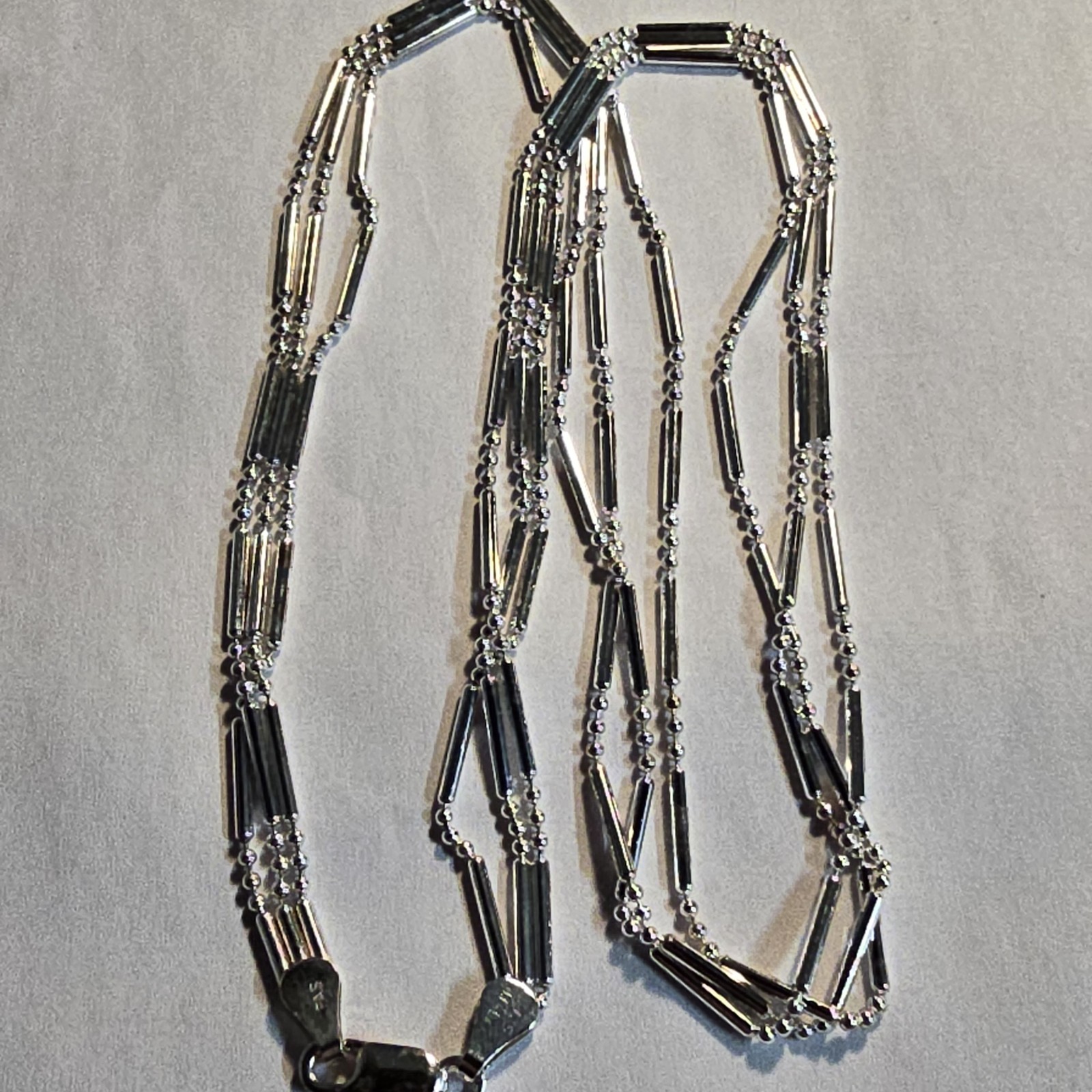 Sterling Silver Multiple Strand Dot Dash Necklace 18in Long FAS 925 Italian