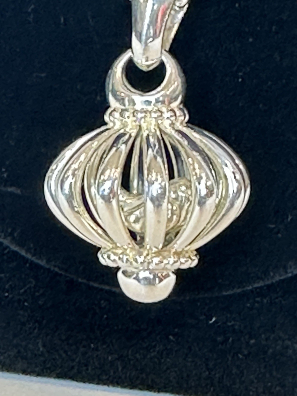 LAGOS 925 Sterling Silver Birdcage Pendant Ball 34″ Beaded Necklace w/ Gift Box