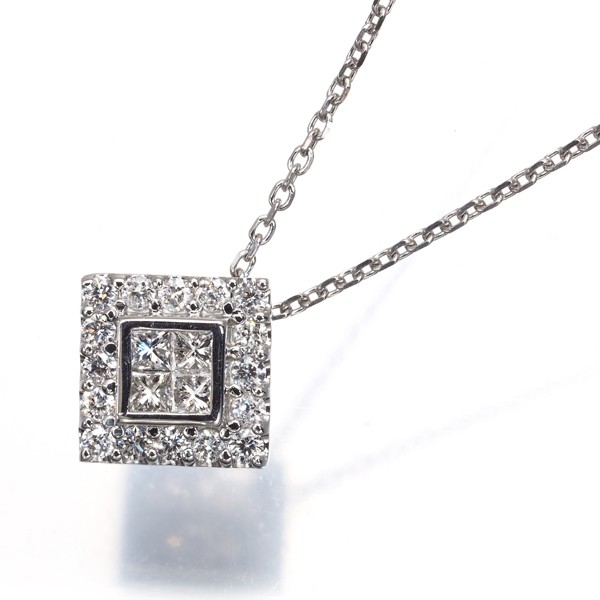 Auth VENDOME Necklace Diamond 0.20ct 850 Platinum