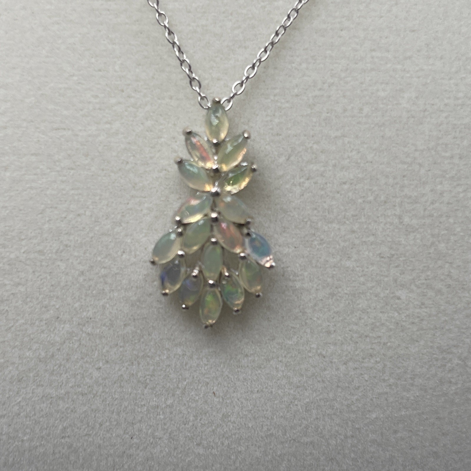 Marquise Ethiopian Opal Sterling Silver Pendant Prong Set w/ 18” Chain, 1.53ctw
