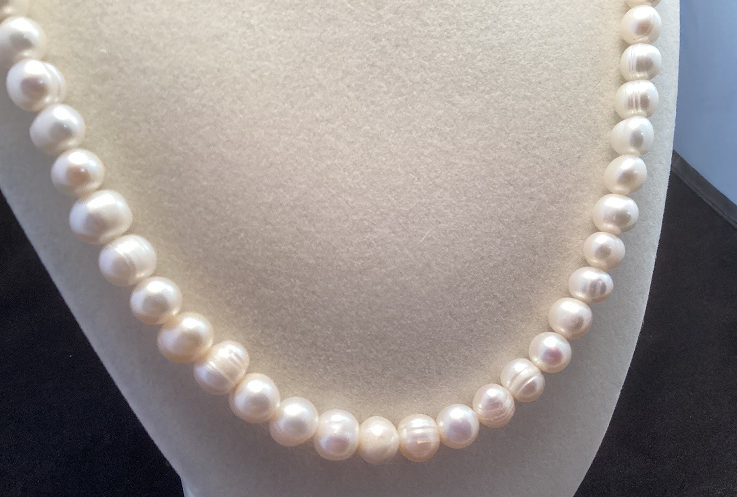 Handmade Sterling Silver White Cultured Freshwater Pearl Necklace 20.5-21.5”
