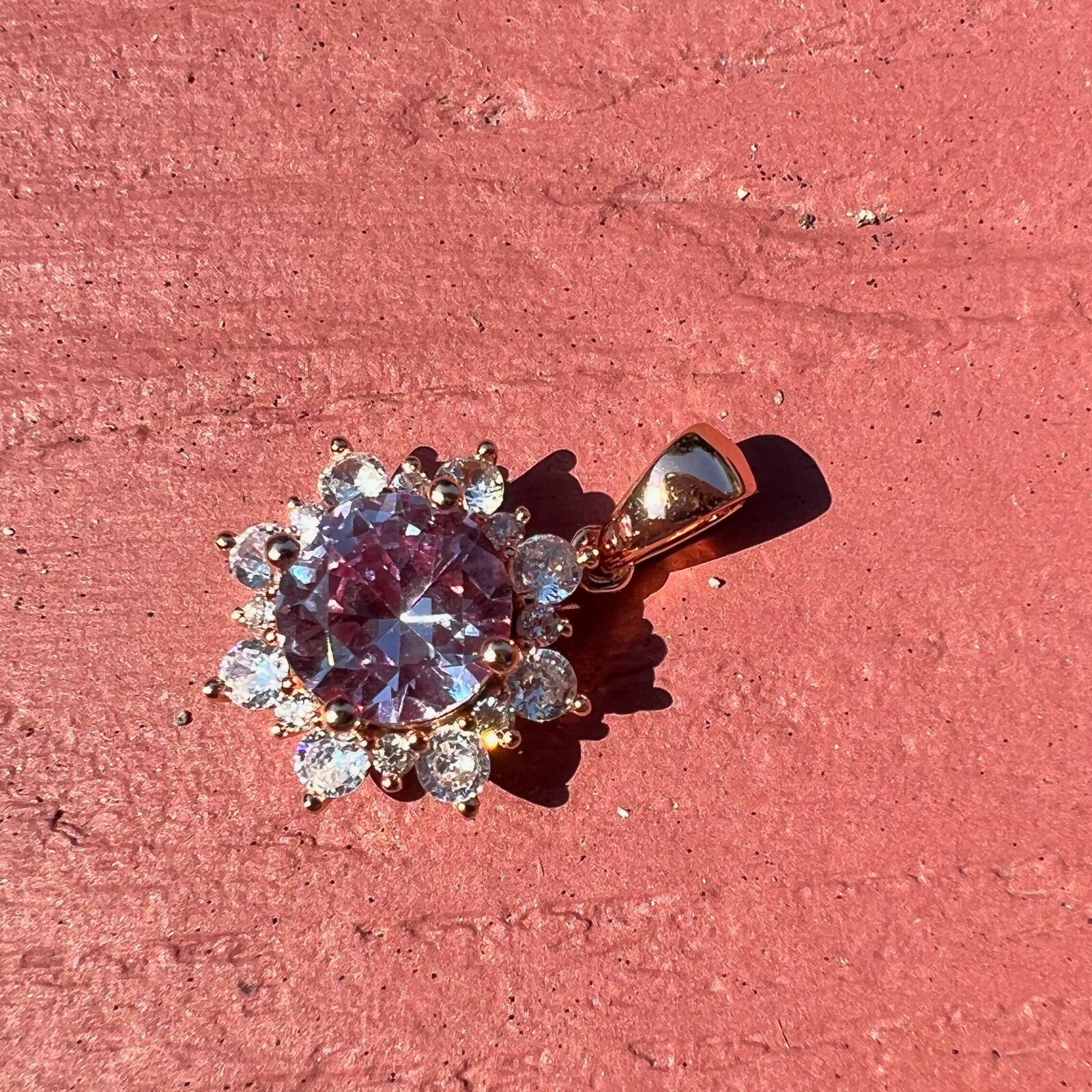 Lab Grown Color Change Alexandrite Pendant Rose Gold Vermeil , June Birthstone