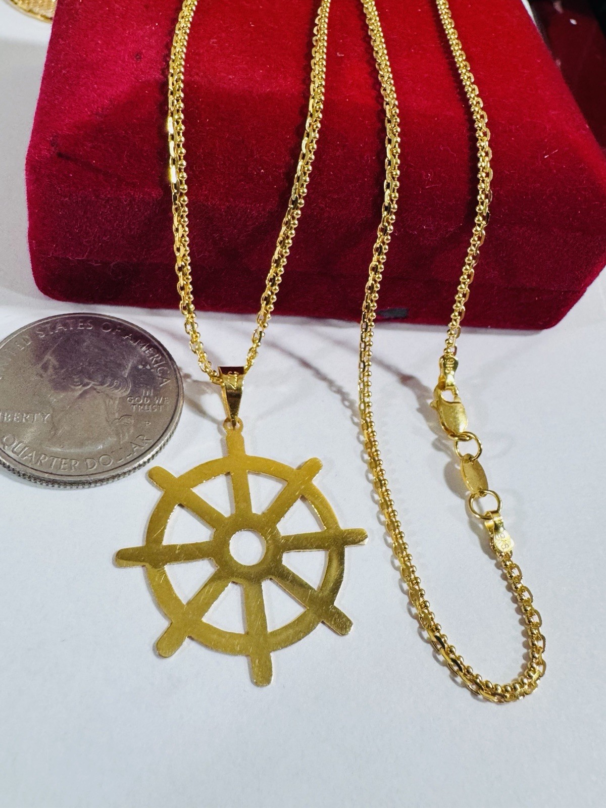 Saudi Dubai 22K Solid 916 Real Gold Mariner Set Necklace 20” Long 8.04g 2.2mm