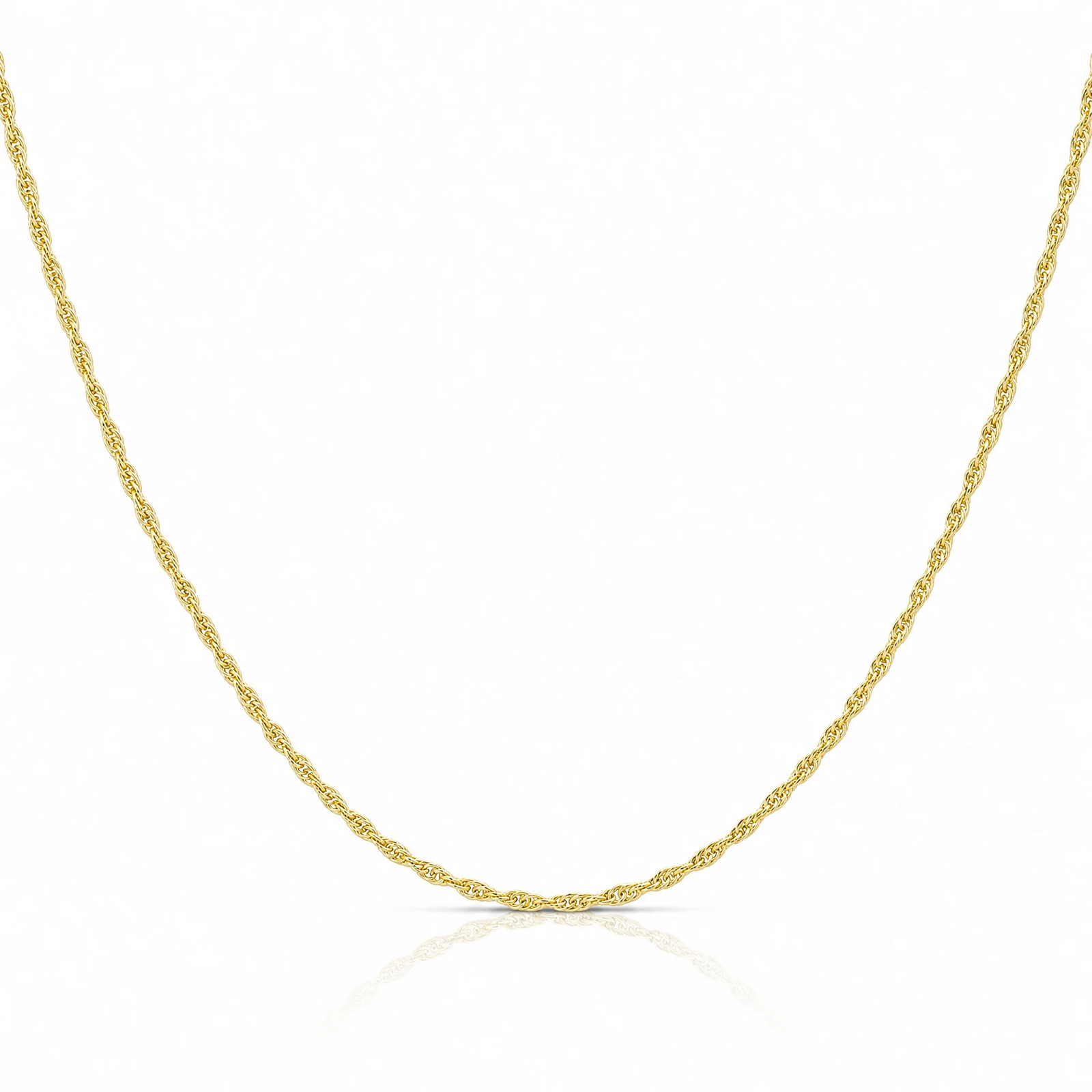 10K Yellow Gold 1.55mm Carded Cable Rope Chain Necklace 16″-24″