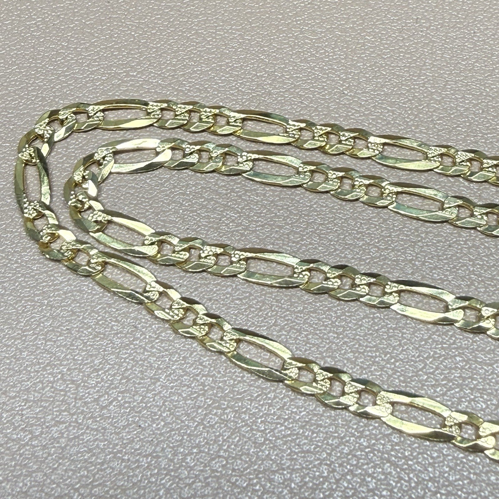Gold Plated 925 Sterling Silver Diamond Cut Figaro Link Chain Necklace 22” 4mm