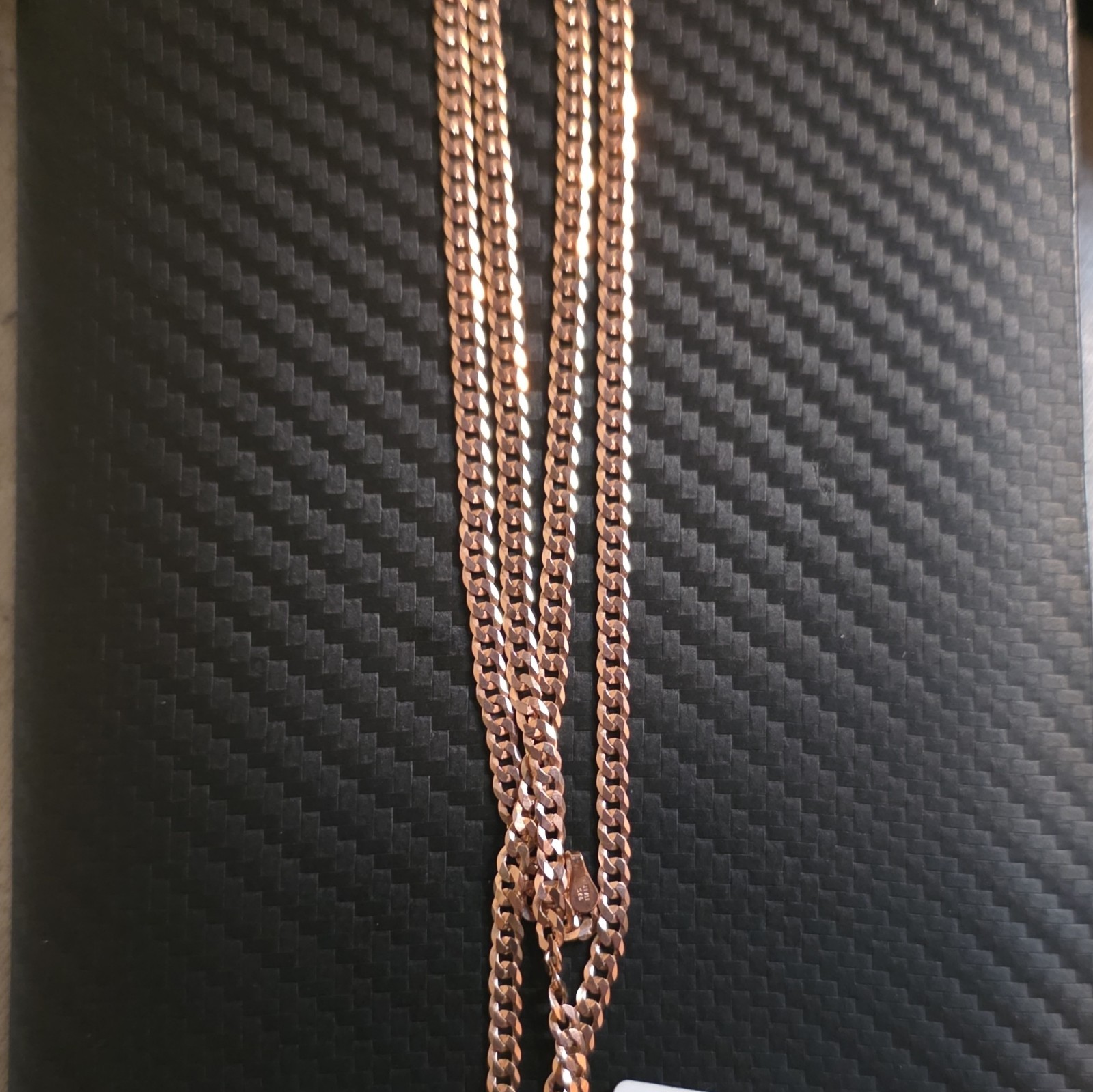 925 Sterling Silver Rose Gold Cuban Link Chain Necklace 22in 3.2mm Signed