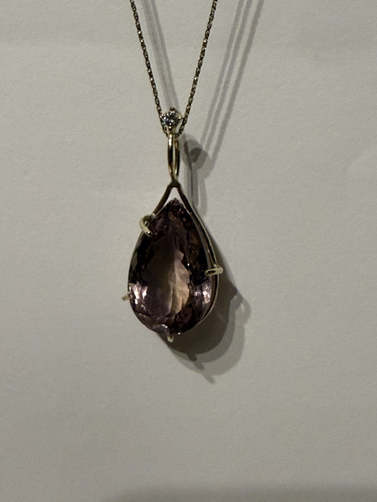 14k Yellow Gold 21.42 Carats bicolor Ametrine and diamond Pendant