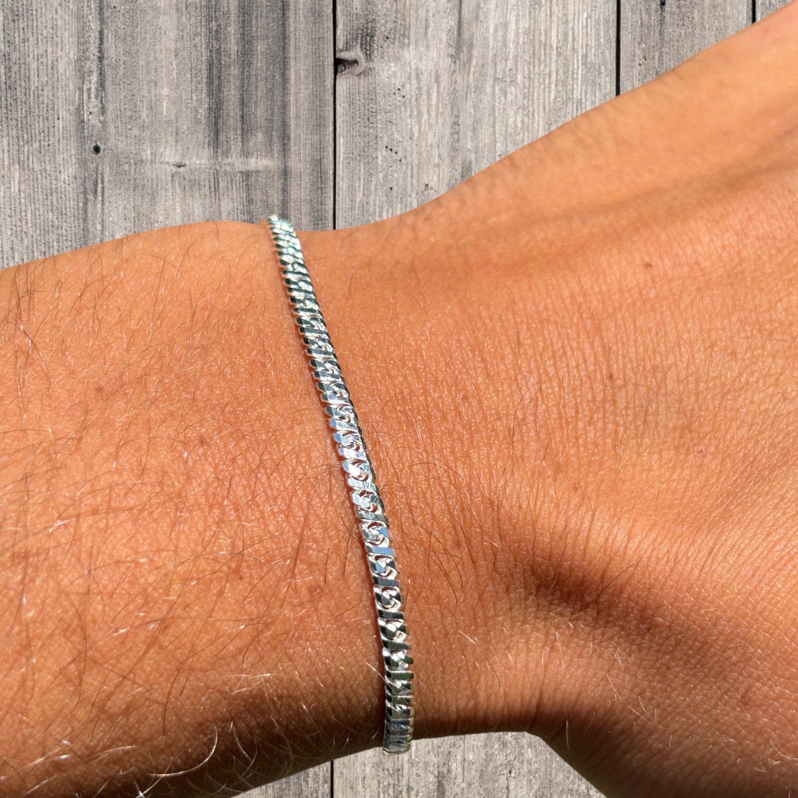 2.5mm Dollar Link Bracelet – Real Solid 925 Sterling Silver MADE IN ITALY