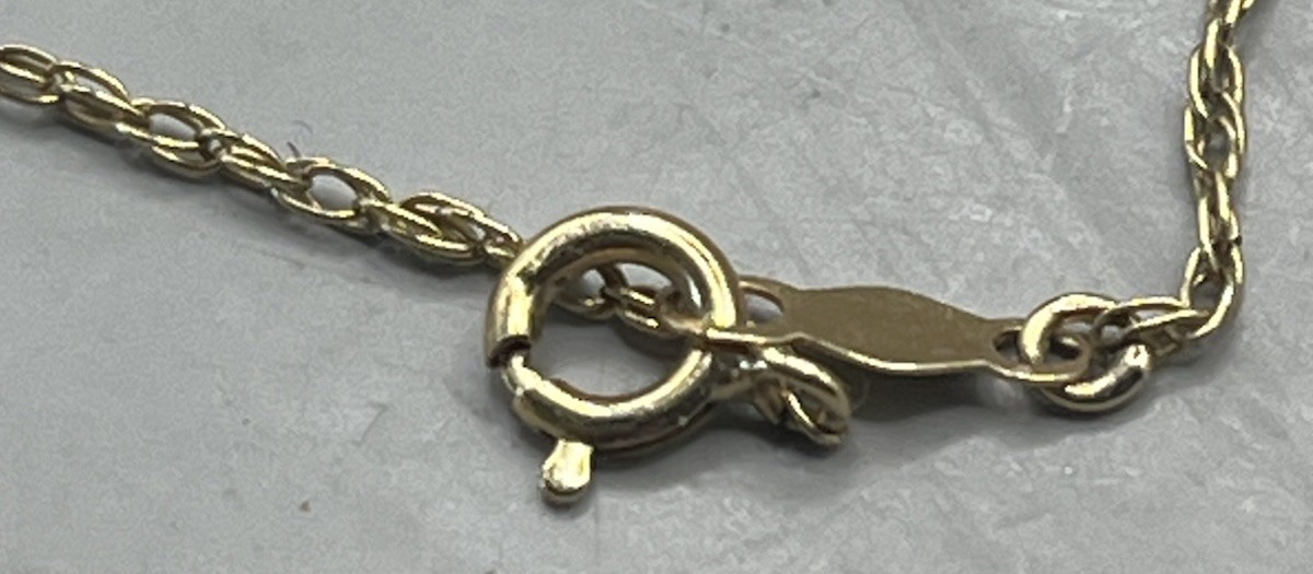 14K Solid Gold Flat Vintage Chain Necklace 18” 2 grams “Ellen” Nameplate Diamond