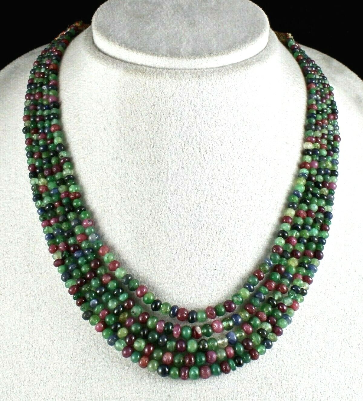 Certified Natural Emerald Ruby Sapphire 377ct Gemstone Necklace For Women
