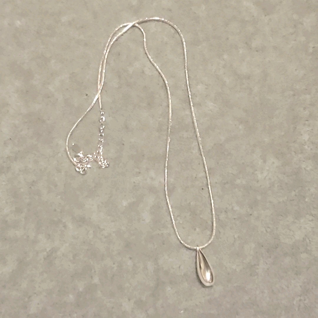 New 16″-17″ Sterling Silver Tear Drop Necklace Snake Chain Included
