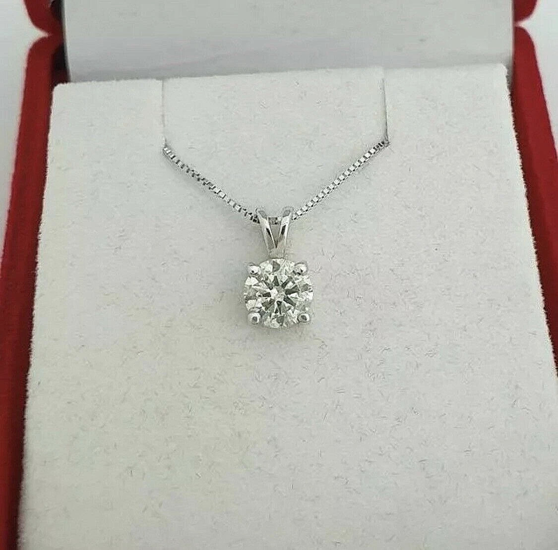 2 Ct Round Cut GRA Real Moissanite Solitaire Pendant 14k White Gold 18″ Necklace