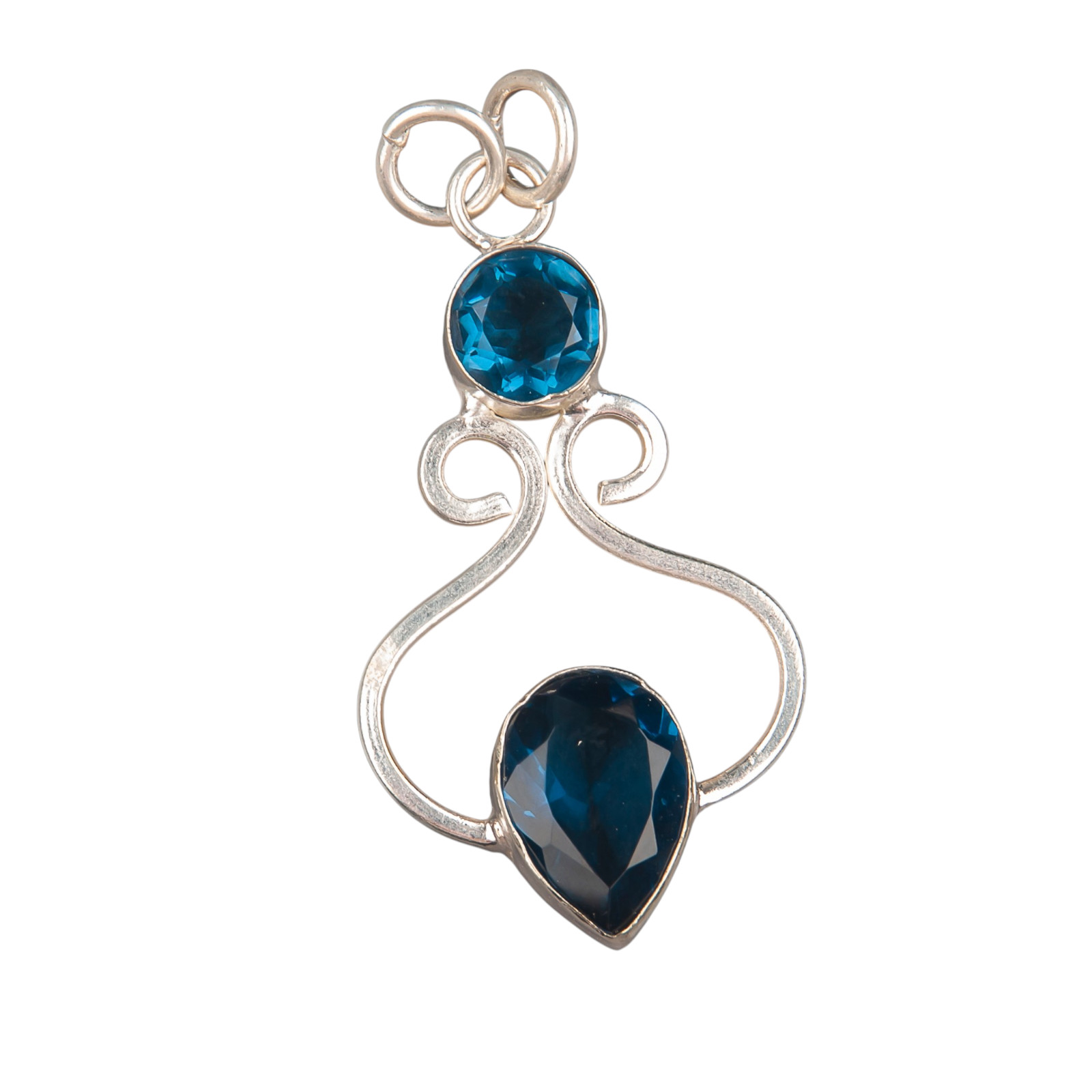 London Blue Topaz Gemstone 925 Sterling Silver Chain Pendent 1.60″ Gift For Her