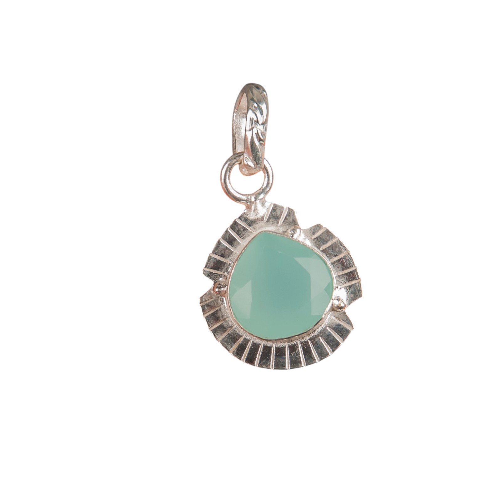 Aqua Chalcedony Gemstone 925 Sterling Silver Chain Pendent 1.15″ For Anniversary