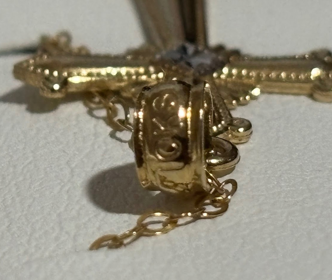 10k Solid Gold Cross (0.73g) Necklace 14k Gold Filled 17.5″ Chain USA Made