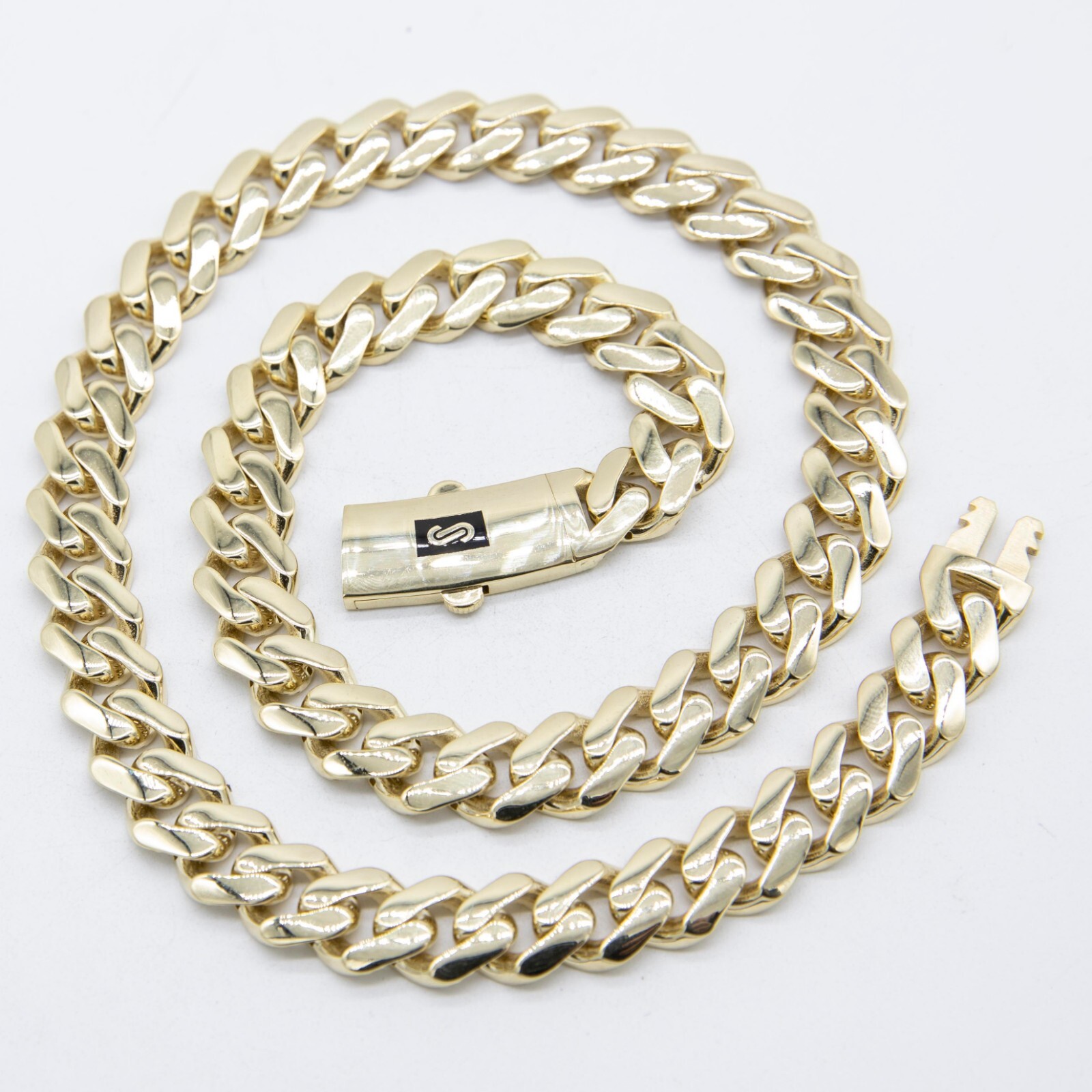 11mm Mens Miami Cuban Royal Link Chain Necklace Box Clasp Real 10K Yellow Gold