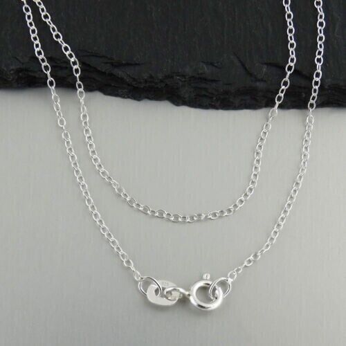 Solid 925 Sterling Silver 1.2mm Cable Rolo Chain Necklace -16″ 18″