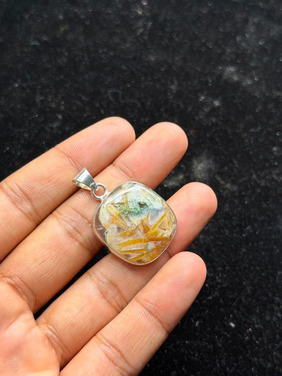 Natural Stick Agate 925 Sterling Silver Pendant Handmade Agate Jewelry